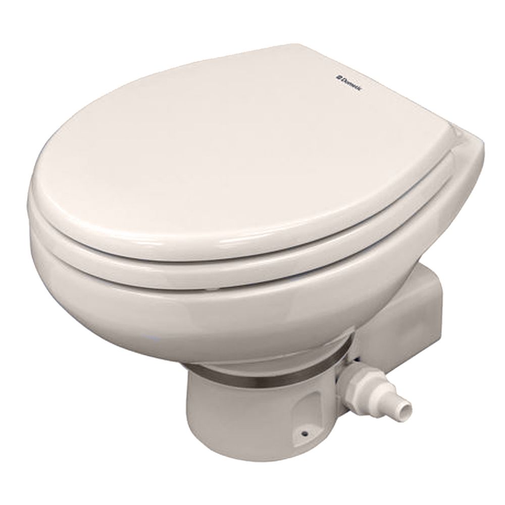 Image 1: Dometic MasterFlush 7160 Bone Electric Macerating Toilet w/Orbit Base - Raw Water