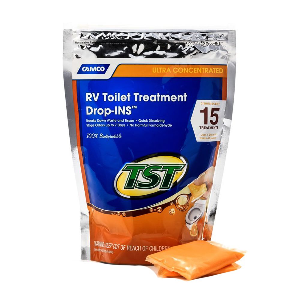 Image 1: Camco TST Orange RV Toilet Treatment Drop-Ins *15-Pack