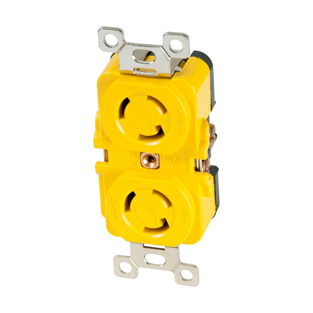 Image 1: Marinco Locking Receptacle - 15A, 125V - Yellow