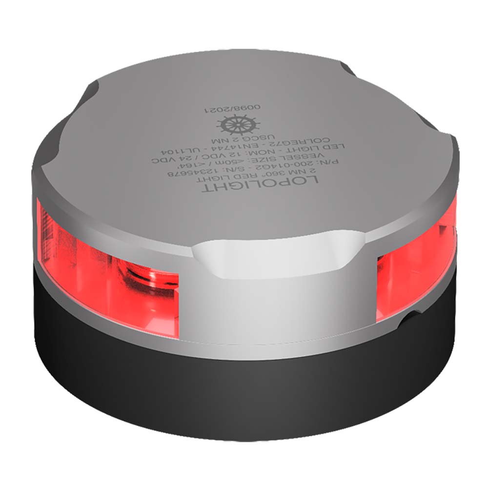 Image 1: Lopolight Series 200-014 - Navigation Light - 2NM - Horizontal Mount - Red - Silver Housing