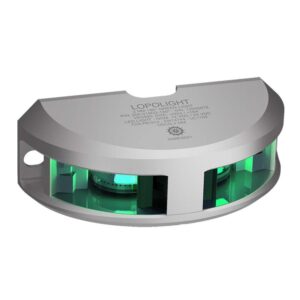Image 1: Lopolight Series 200-018 - Navigation Light - 2NM - Vertical Mount - Green - Silver Housing