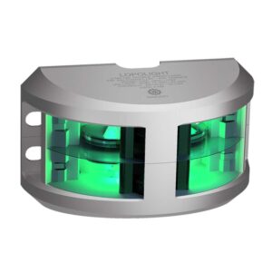 Image 1: Lopolight Series 200-018 - Double Stacked Navigation Light - 2NM - Vertical Mount - Green - Silver Housing
