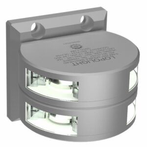 Image 1: Lopolight Series 301-011 - Double Stacked Masthead Light - 5NM - Vertical Mount - White - Silver Housing