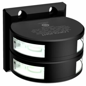 Image 1: Lopolight Series 301-011 - Double Stacked Masthead Light - 5NM - Vertical Mount - White - Black Housing