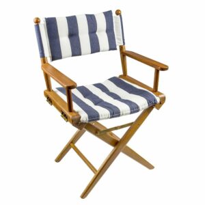 Image 1: Whitecap Director's Chair w/Navy & White Cushion - Teak