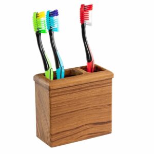 Image 1: Whitecap Square Toothbrush Holder (Oiled) - Teak