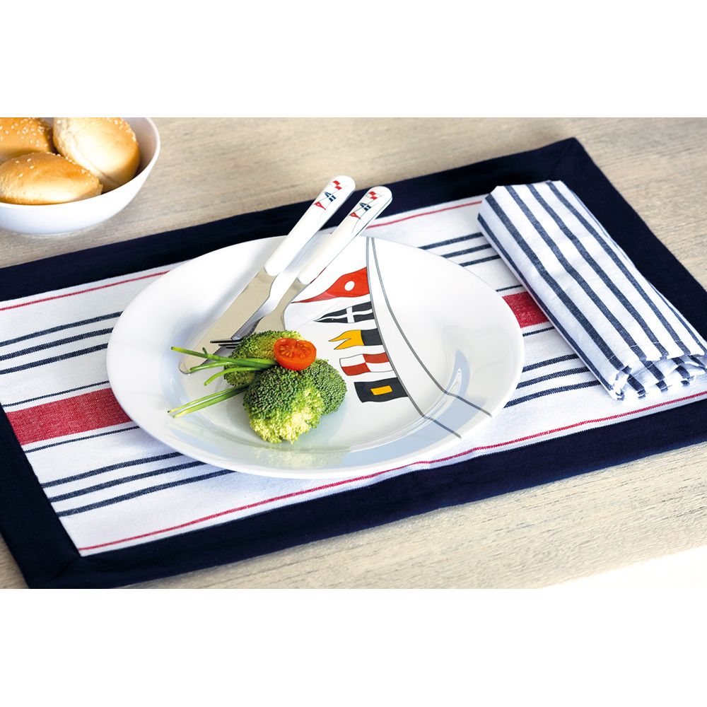 Image 2: Marine Business Melamine Non-Slip, Flat, Round Dinner Plate - REGATA - 10" Set of 6