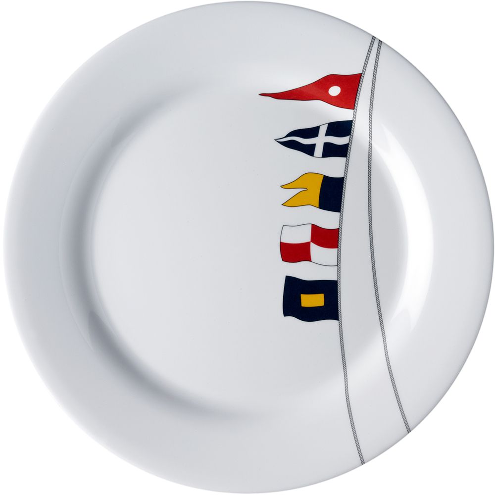 Image 1: Marine Business Melamine Non-Slip, Flat, Round Dinner Plate - REGATA - 10" Set of 6