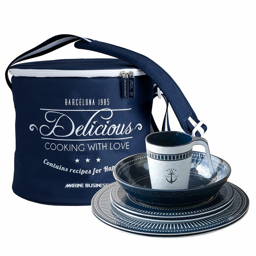 Image 1: Marine Business Melamine Tableware & Basket - SAILOR SOUL - Set of 16