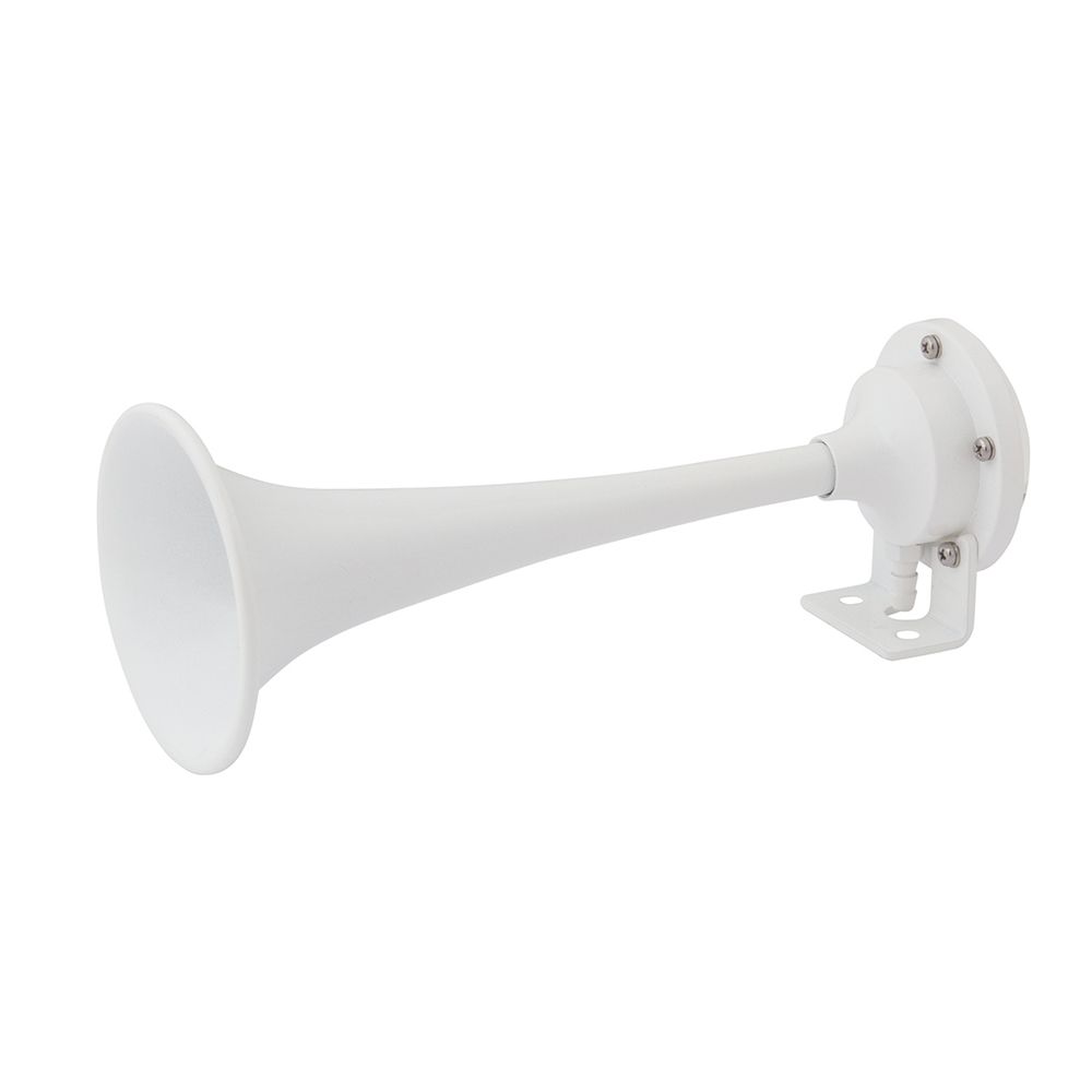 Image 1: Marinco White Epoxy Coated Single Trumpet Mini Air Horn