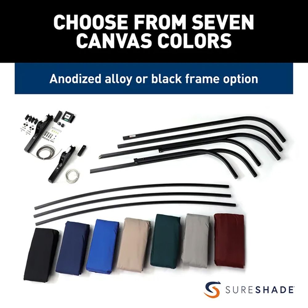 Image 8: SureShade Power Bimini - Clear Anodized Frame - Black Fabric