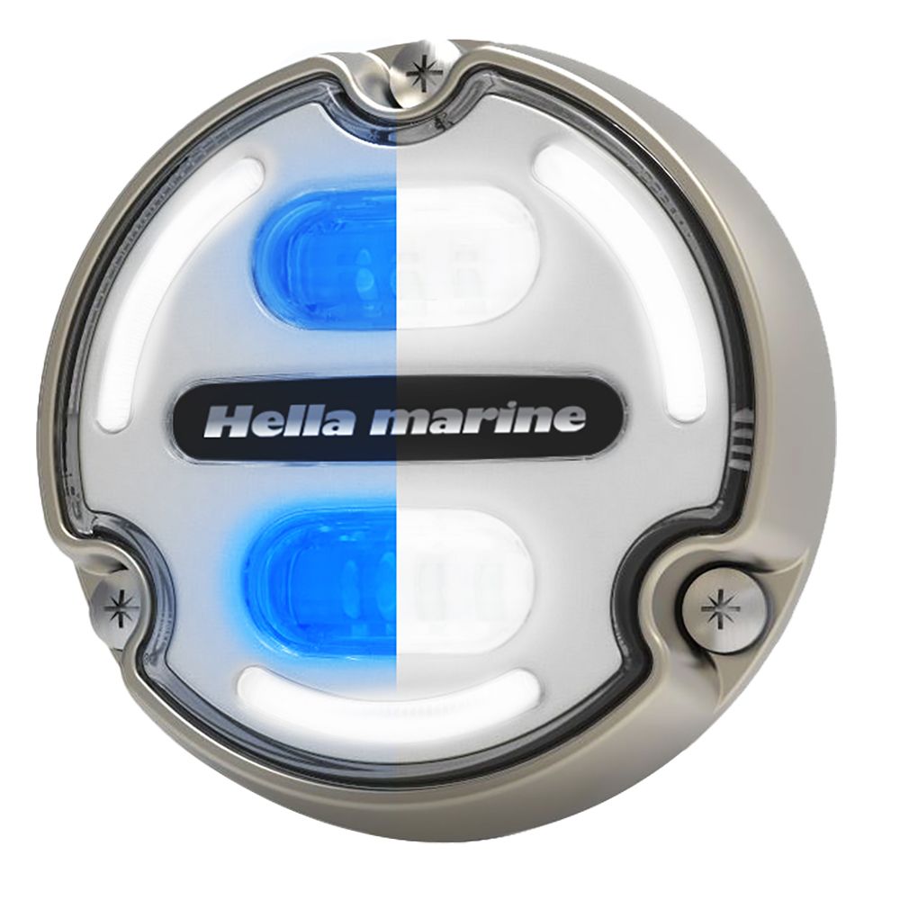Image 1: Hella Marine Apelo A2 Blue White Underwater Light - 3000 Lumens - Bronze Housing - White Lens w/Edge Light