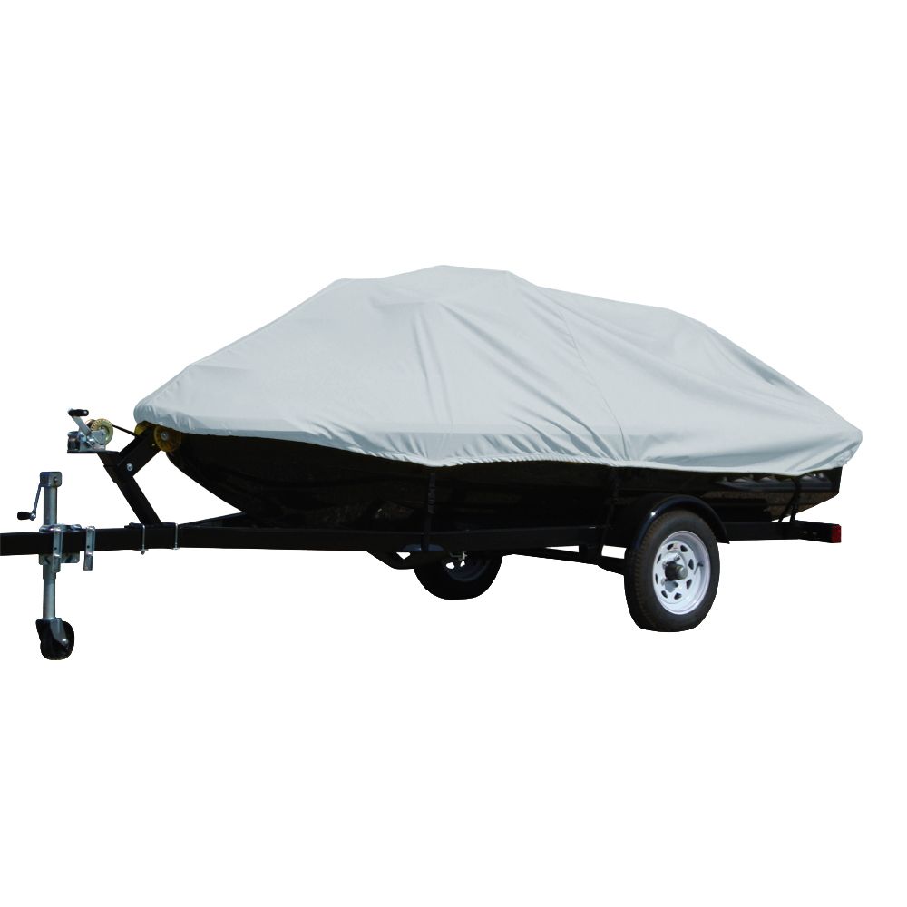 Image 1: Carver Poly-Flex II Styled-to-Fit Cover f/2-3 Seater Personal Watercrafts - 132" X 48" X 44" - Grey