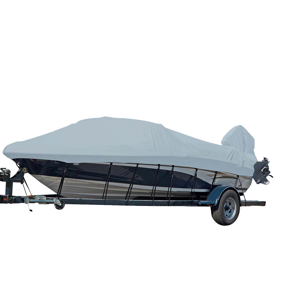 Image 1: Carver Sun-DURA® Styled-to-Fit Boat Cover f/20.5' V-Hull Runabout Boats w/Windshield & Hand/Bow Rails - Grey