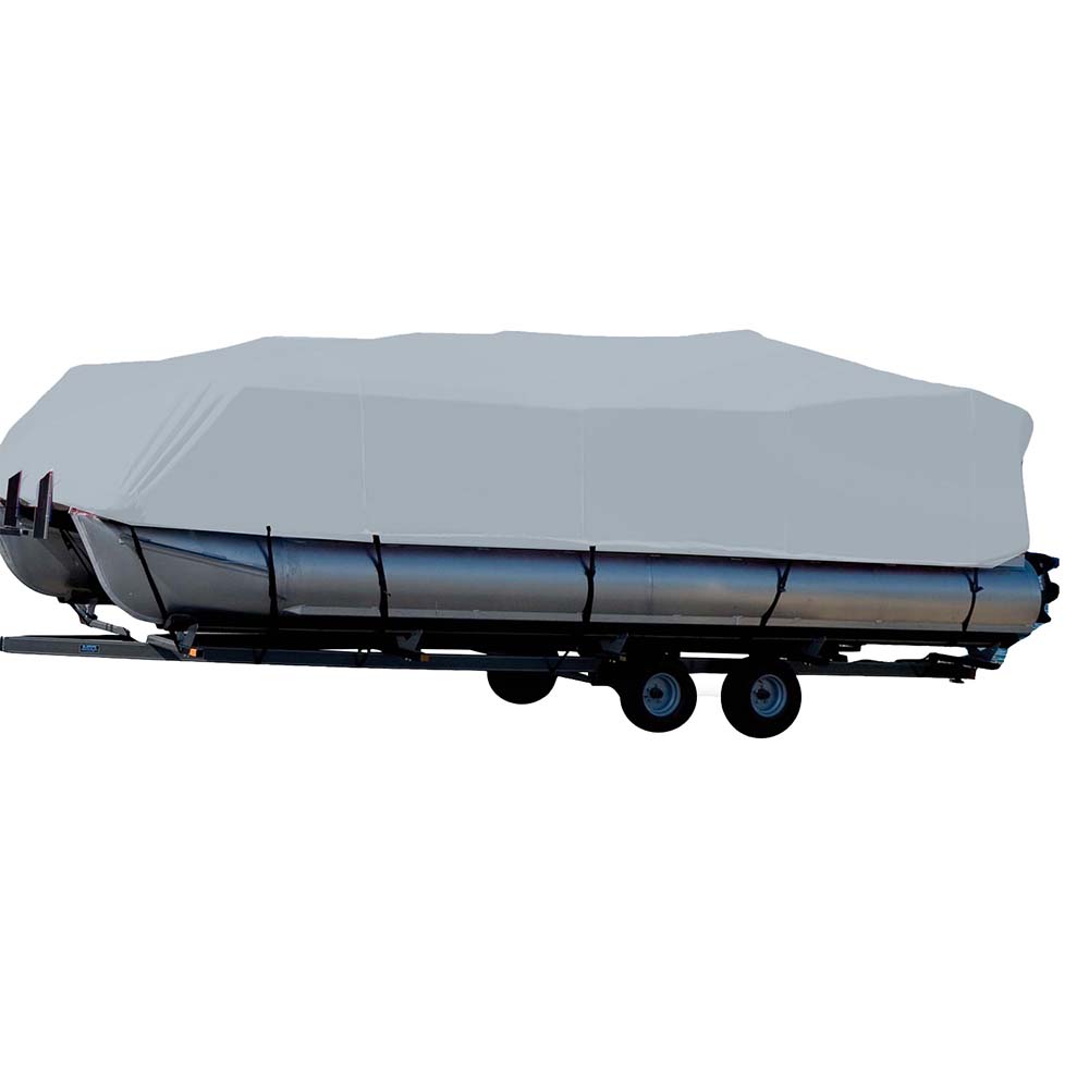 Image 1: Carver Sun-DURA® Styled-to-Fit Boat Cover f/24.5' Pontoons w/Bimini Top & Rails - Grey
