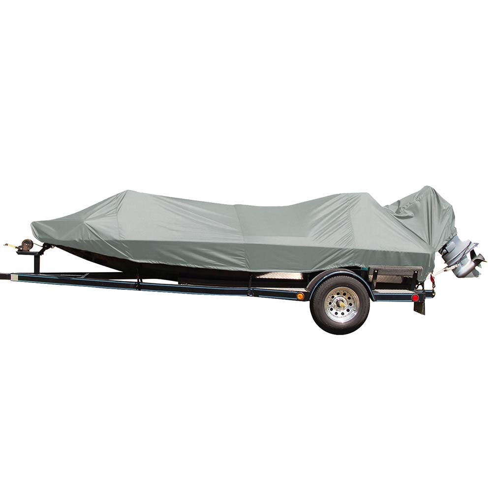 Image 1: Carver Poly-Flex II Styled-to-Fit Boat Cover f/16.5' Jon Style Bass Boats - Grey