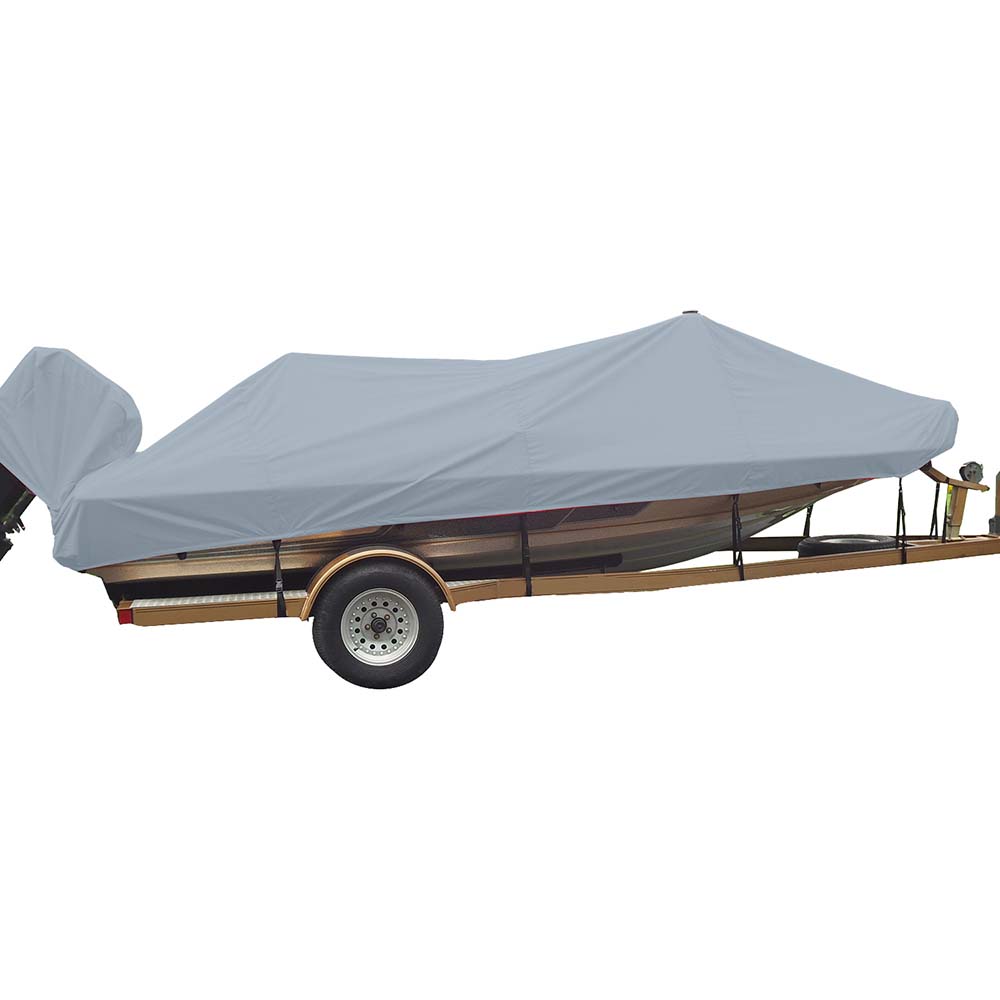 Image 1: Carver Poly-Flex II Styled-to-Fit Boat Cover f/18.5' Angled Transom Bass Boats - Grey