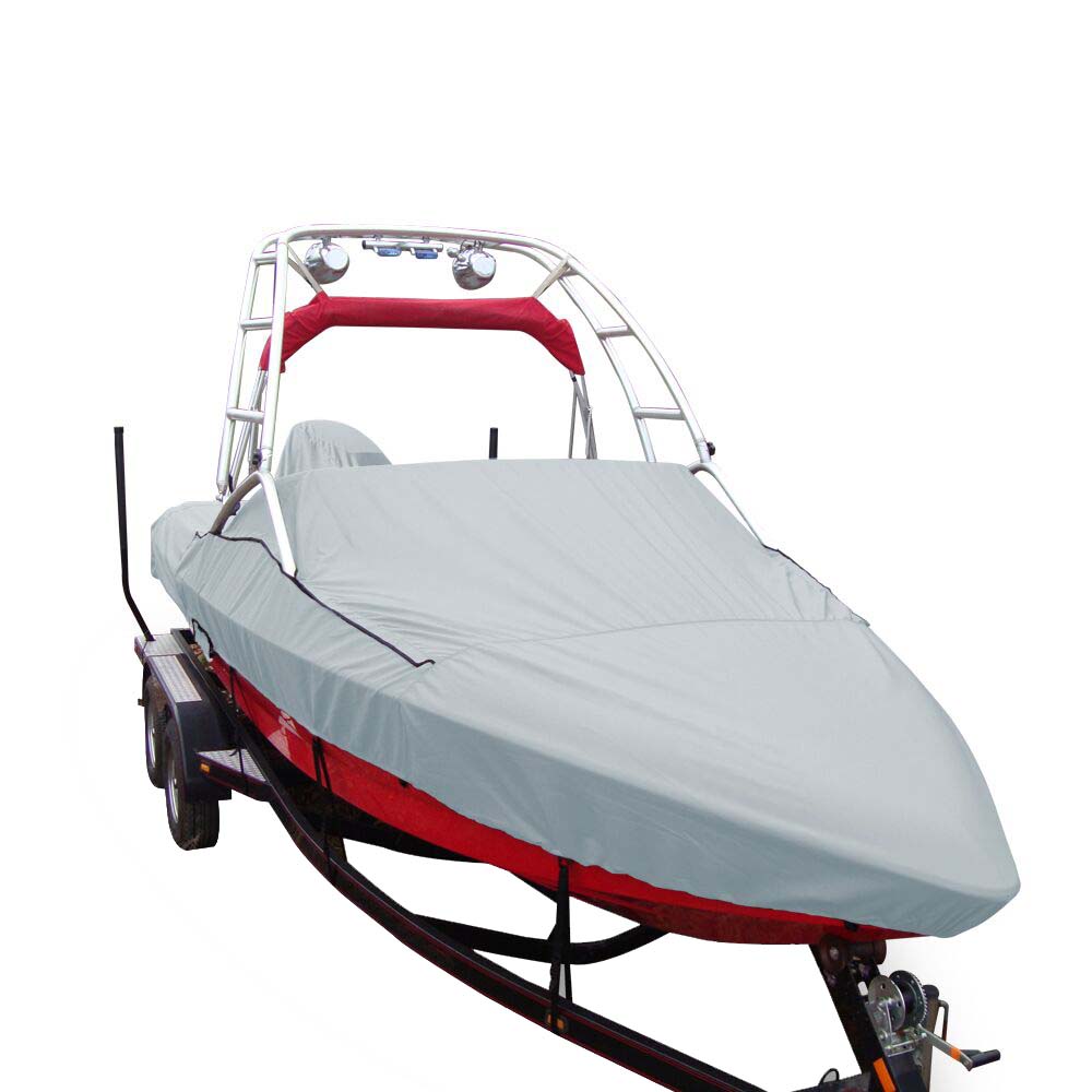 Image 1: Carver Sun-DURA® Specialty Boat Cover f/18.5' Sterndrive V-Hull Runabouts w/Tower