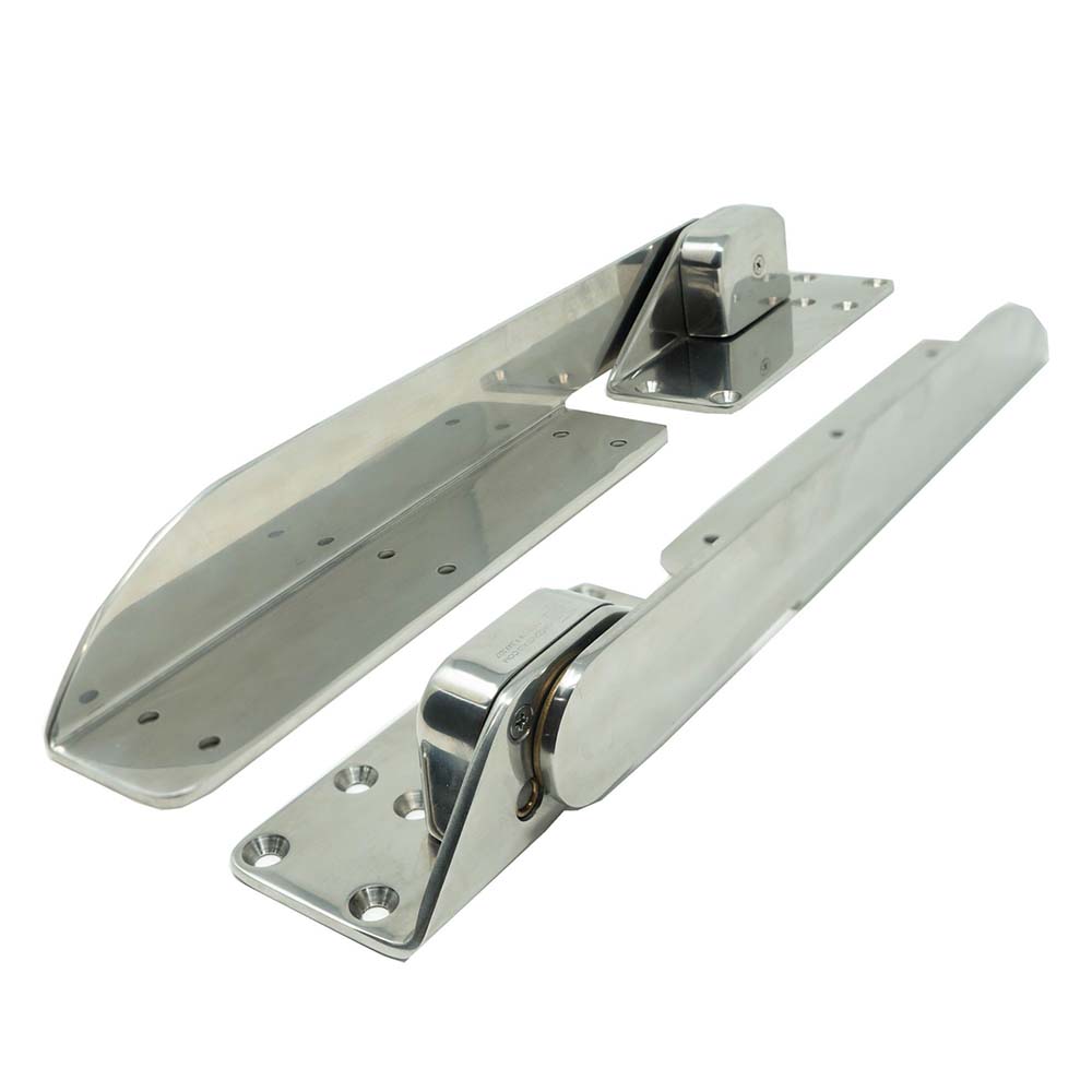 Image 1: TACO Command Ratchet Hinges 18-1/2" Polished 316 Stainless Steel - Pair