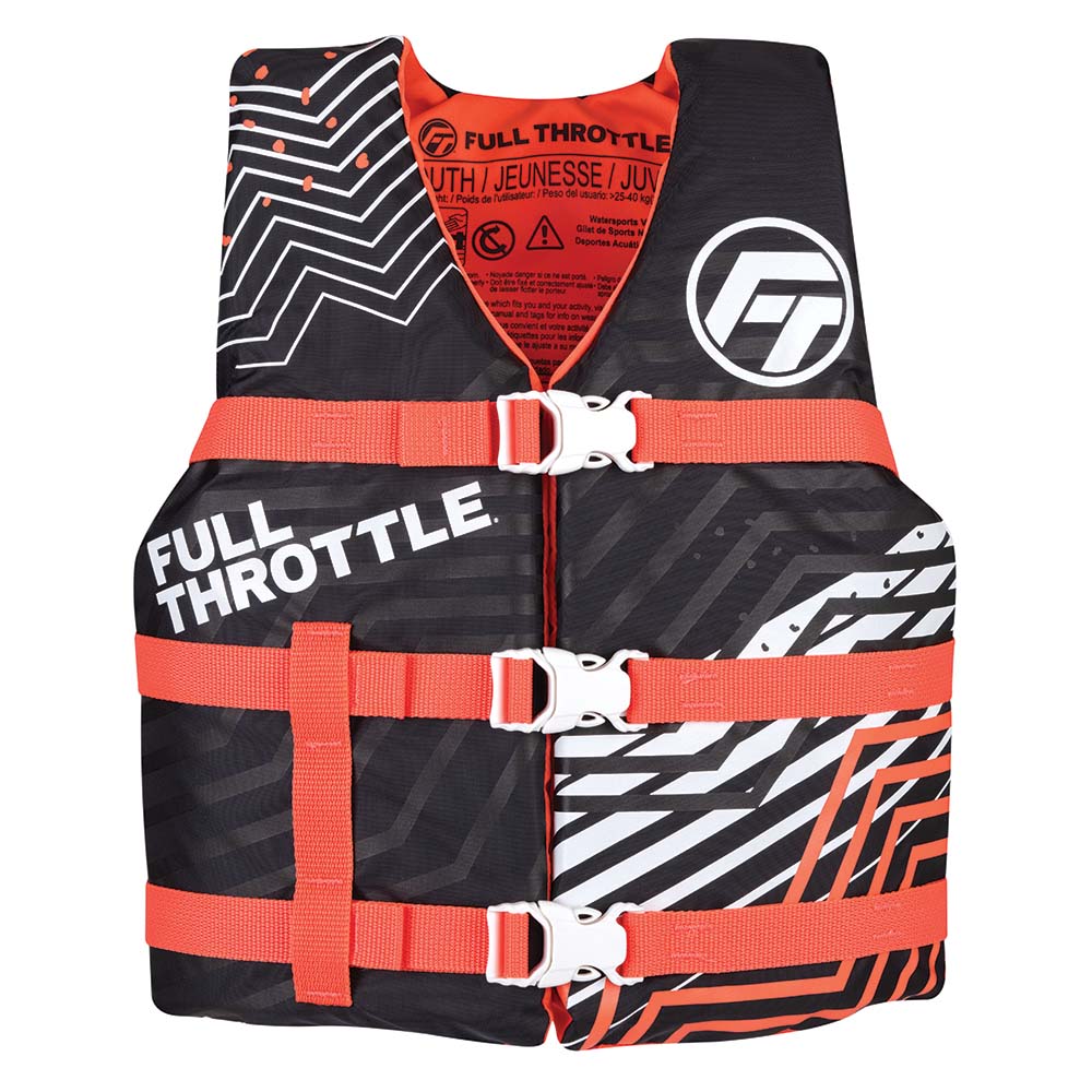 Image 1: Full Throttle Youth Nylon Life Jacket - Pink/Black