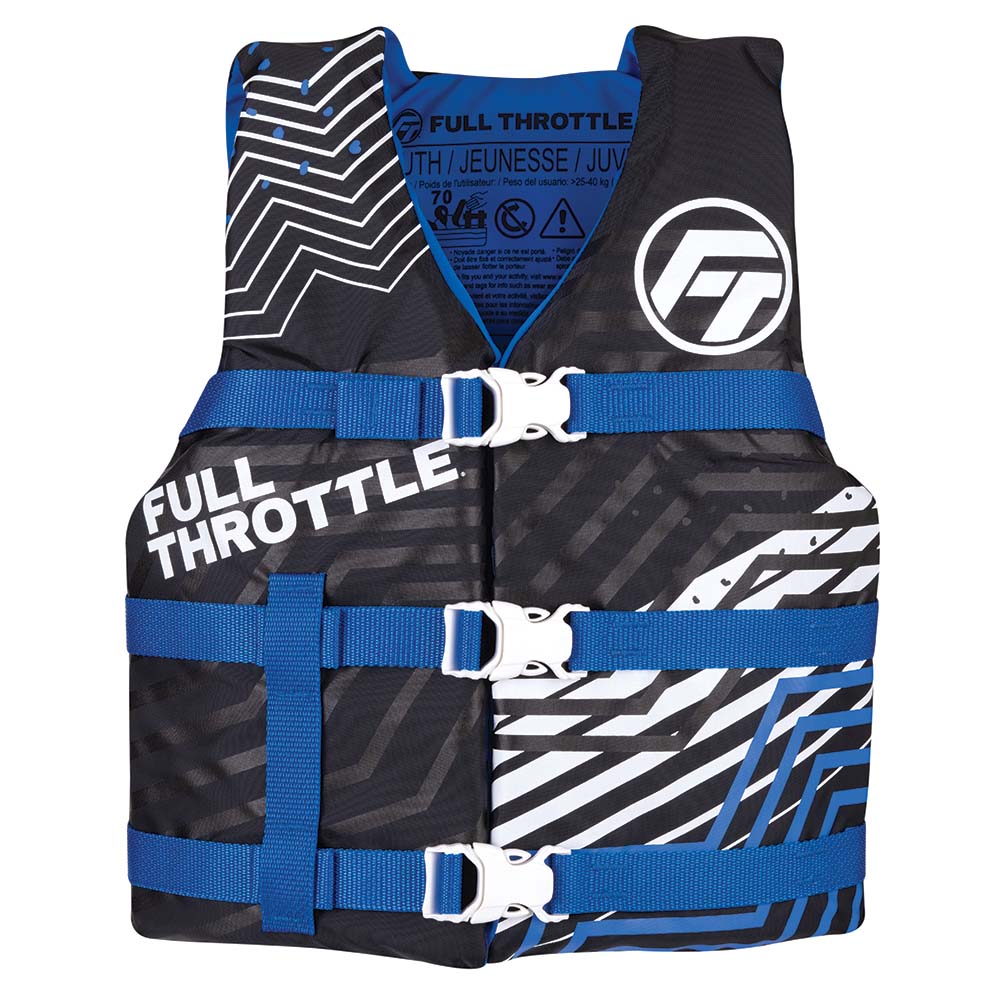 Image 1: Full Throttle Youth Nylon Life Jacket - Blue/Black