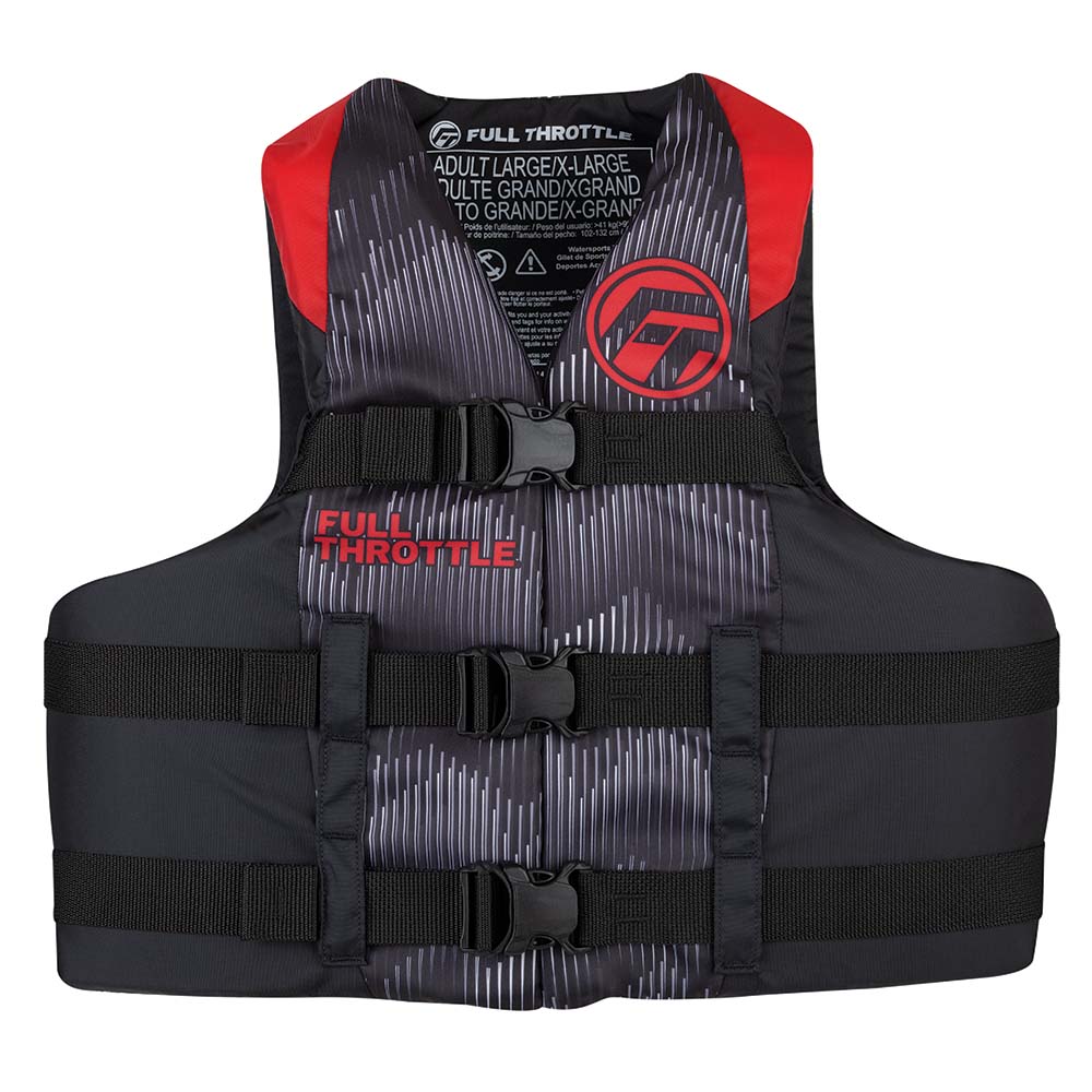 Image 1: Full Throttle Adult Nylon Life Jacket - S/M - Red/Black