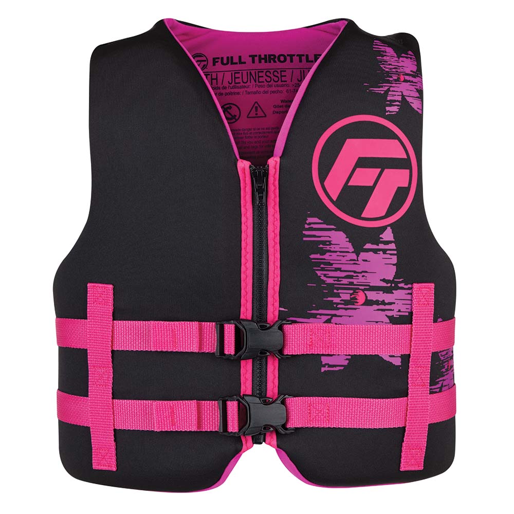 Image 1: Full Throttle Youth Rapid-Dry Life Jacket - Pink/Black