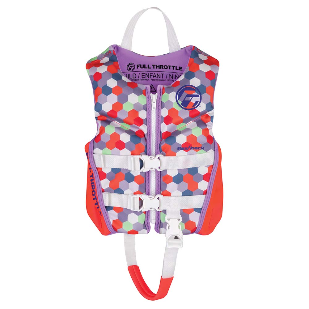 Image 1: Full Throttle Child Rapid-Dry Flex-Back Life Jacket - Pink
