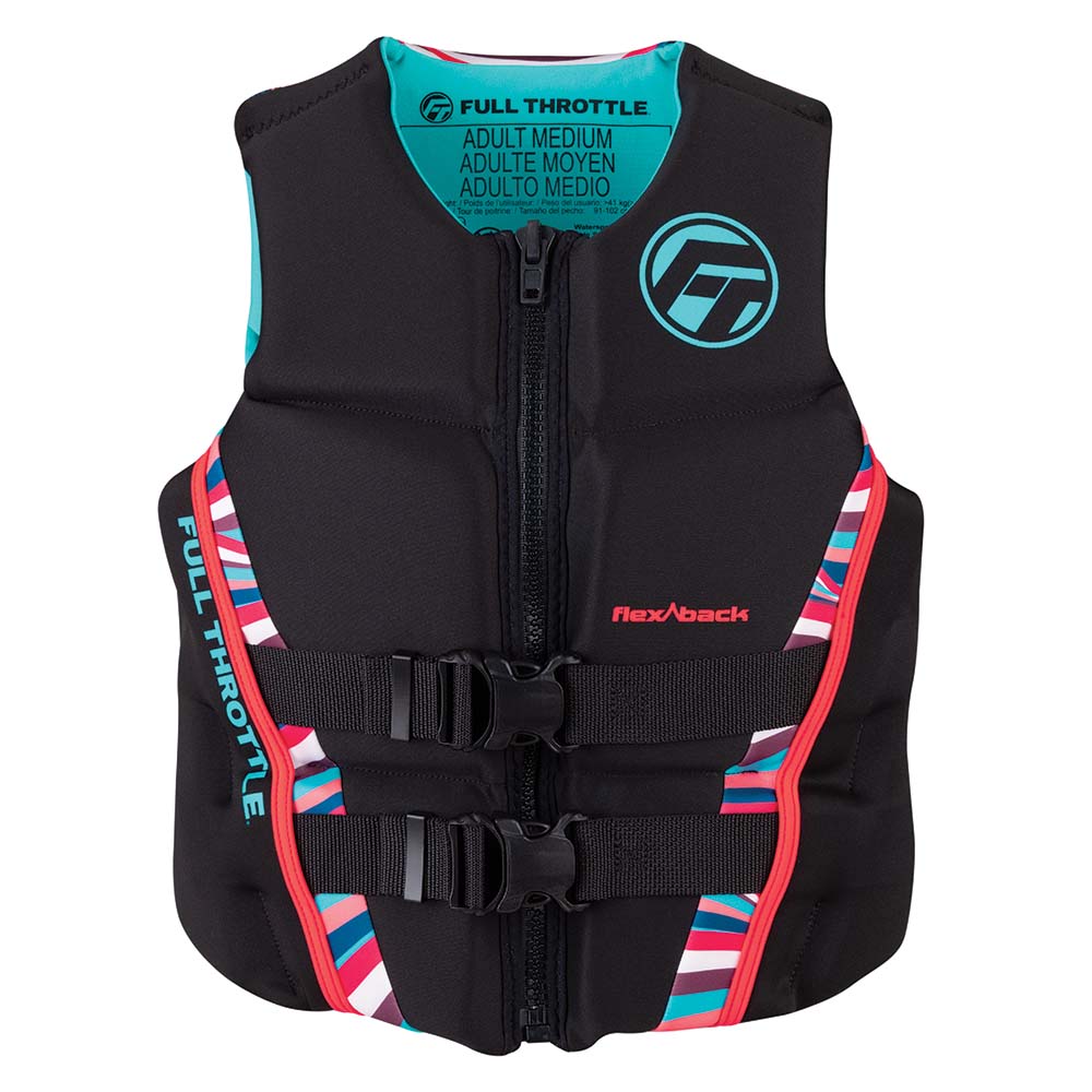 Image 1: Full Throttle Women's Rapid-Dry Flex-Back Life Jacket - Women's XS - Pink/Black