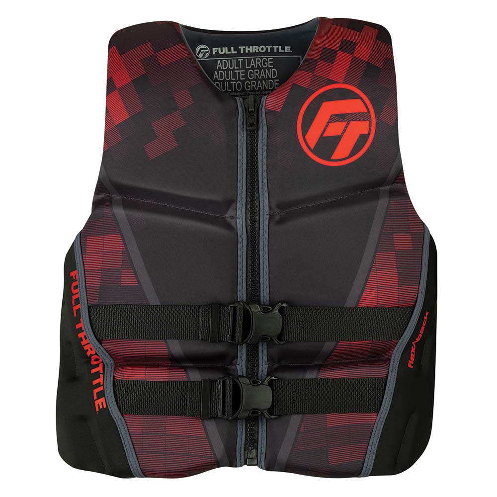 Image 1: Full Throttle Men's Rapid-Dry Flex-Back Life Jacket - L - Black/Red