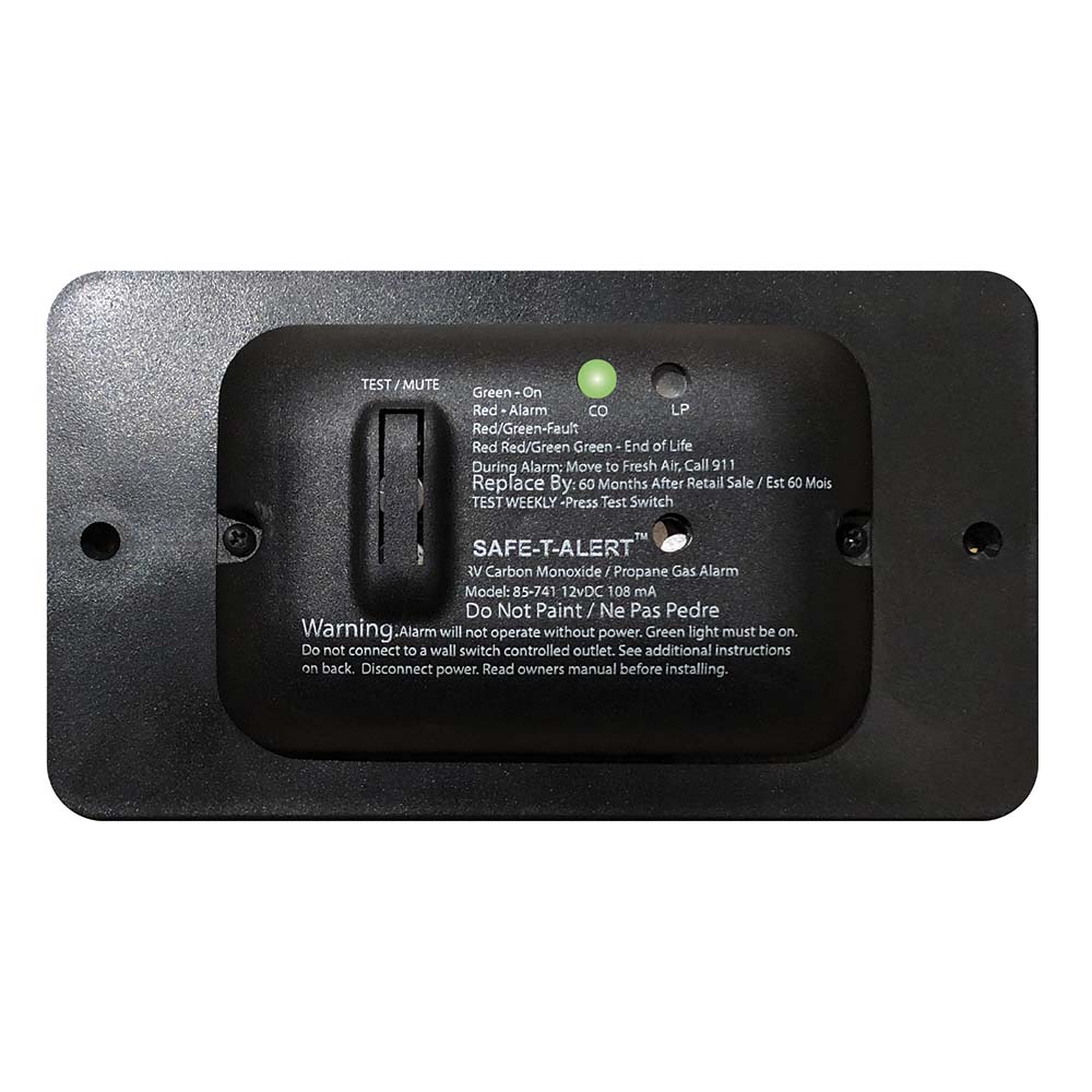 Image 1: Safe-T-Alert 85 Series Carbon Monoxide Propane Gas Alarm - 12V - Black