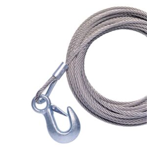Image 1: Powerwinch Cable 7/32" x 30' Universal Premium Replacement w/Hook - Stainless Steel