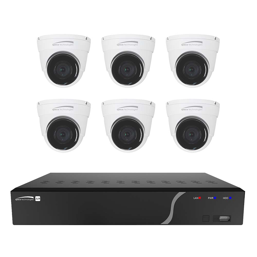 Image 1: Speco 8 Channel NVR Kit w/6 Outdoor IR 5MP IP Cameras 2.8mm Fixed Lens - 2TB