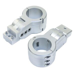 Image 1: PTM Watersports Board Rack Mounts - 2.38" Pipe Clamp - Silver
