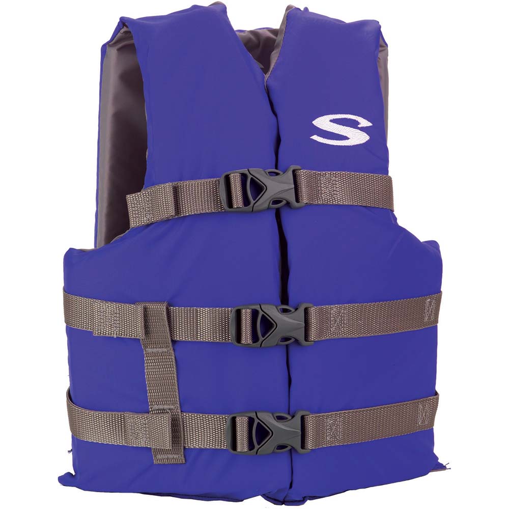 Image 1: Stearns Youth Classic Vest Life Jacket - 50-90lbs - Blue/Grey