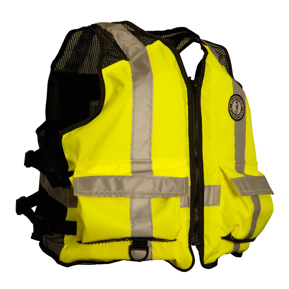 Image 1: Mustang High Visibility Industrial Mesh Vest - Fluorescent Yellow/Green/Black - Small/Medium