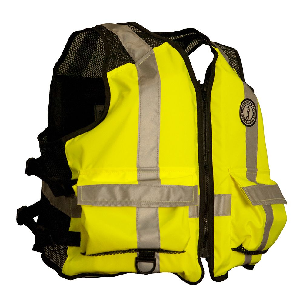 Image 1: Mustang High Visibility Industrial Mesh Vest - Fluorescent Yellow/Green/Black - 4XL/5XL