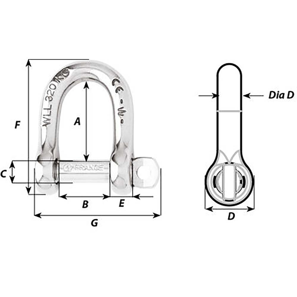 Image 2: Wichard Self-Locking D Shackle - Diameter 6mm - 1/4"