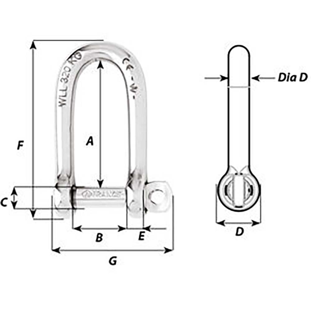 Image 2: Wichard Self-Locking Long D Shackle - Diameter 6mm - 1/4"