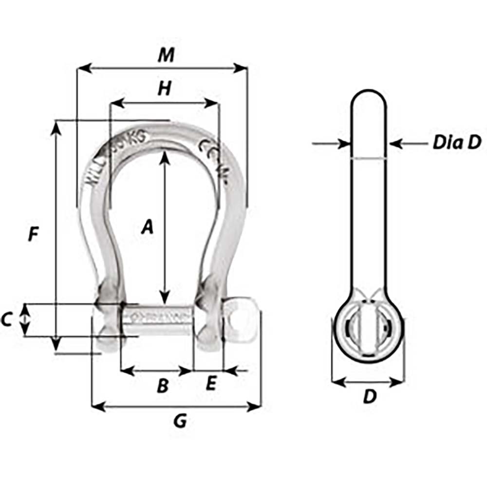Image 2: Wichard Self-Locking Bow Shackle - Diameter 4mm - 5/32"