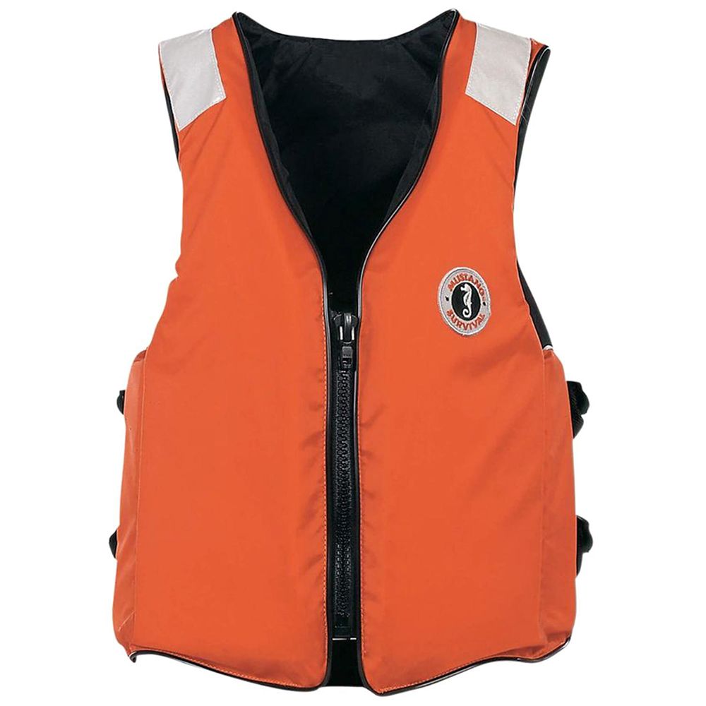 Image 1: Mustang Classic Industrial Flotation Vest w/SOLAS Tape - Orange - Small
