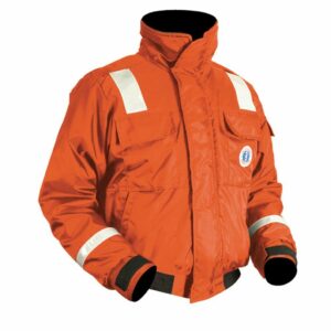 Image 1: Mustang Classic Flotation Bomber Jacket w/Reflective Tape - Orange - XXXL