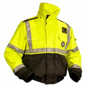Image 1: Mustang ANSI High Vis Flotation Bomber Jacket - Fluorescent Yellow/Green/Black - XXXL