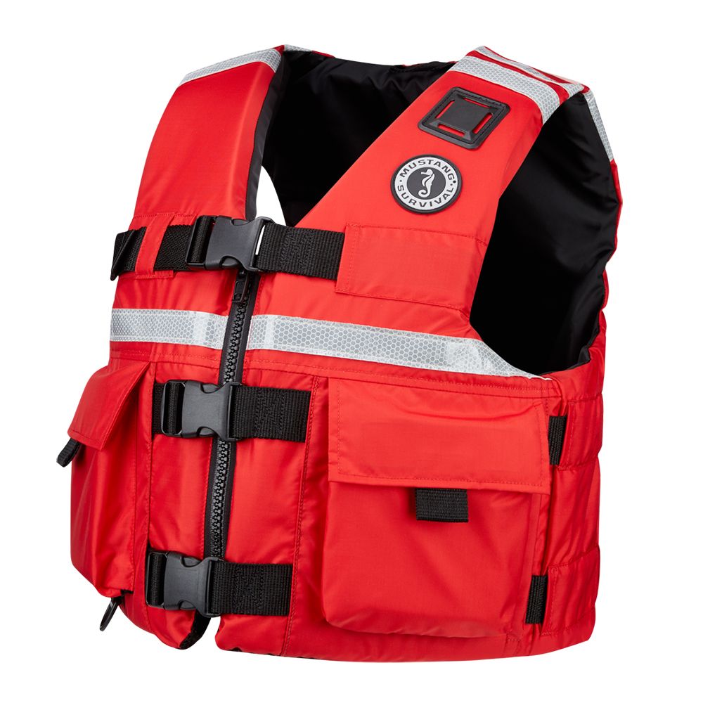 Image 1: Mustang SAR Vest w/SOLAS Reflective Tape - Red - XL