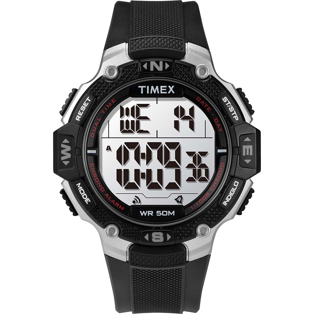 Image 1: Timex DGTL 42mm Watch - Black Resin Strap