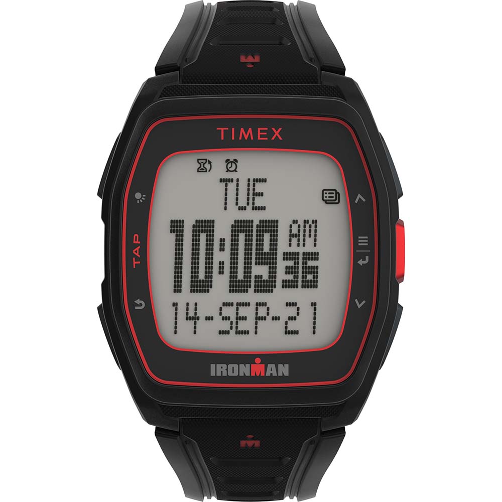 Image 1: Timex IRONMAN® T300 Silicone Strap Watch - Black/Red