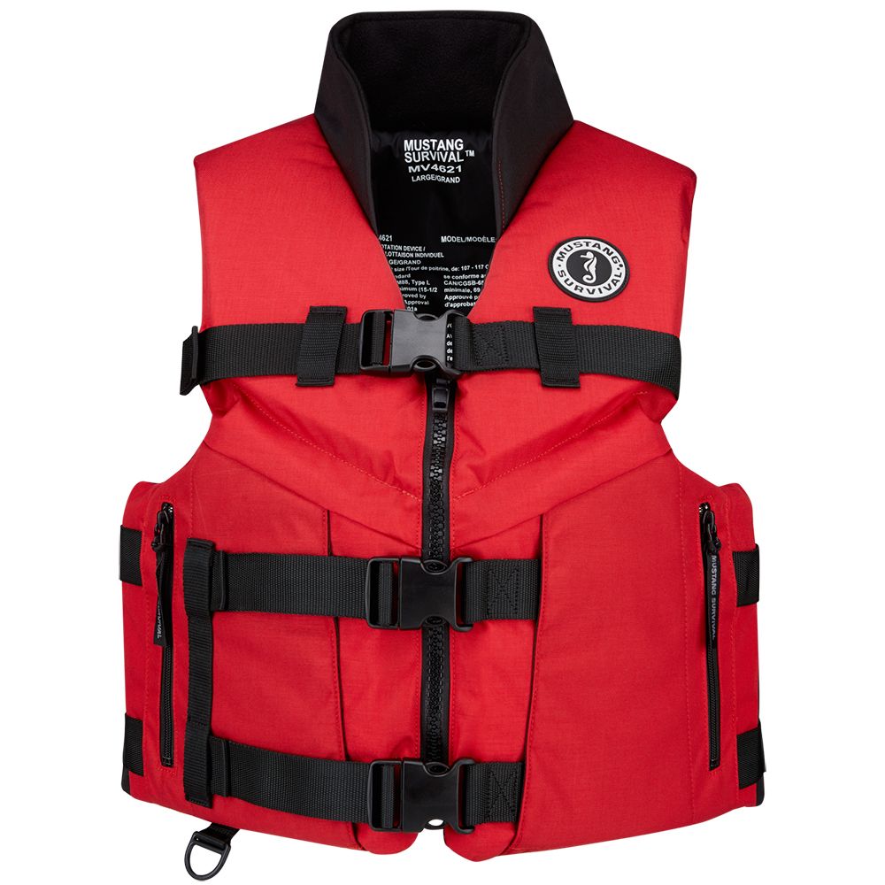 Image 1: Mustang ACCEL 100 Fishing Foam Vest - Red/Black - Small