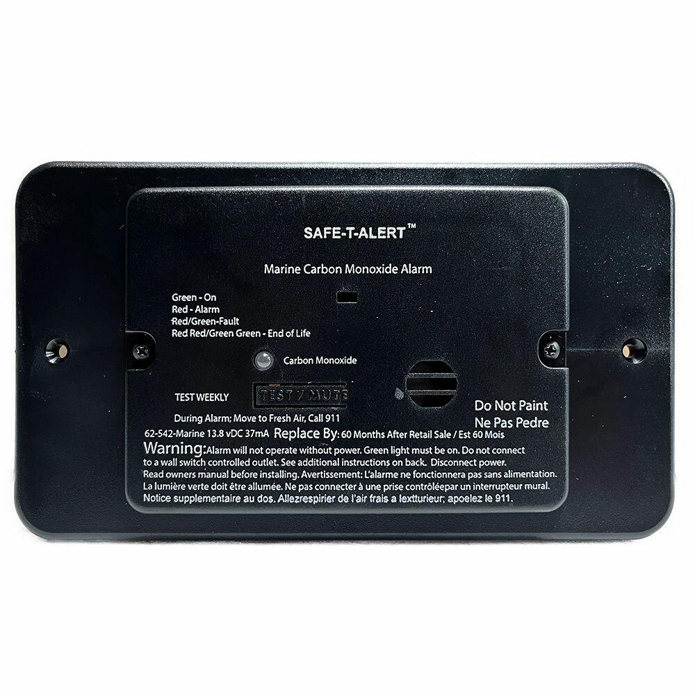 Image 1: Safe-T-Alert 62 Series Marine Carbon Monoxide - Black - Flush Mount - 12V w/Relay & Trim Ring