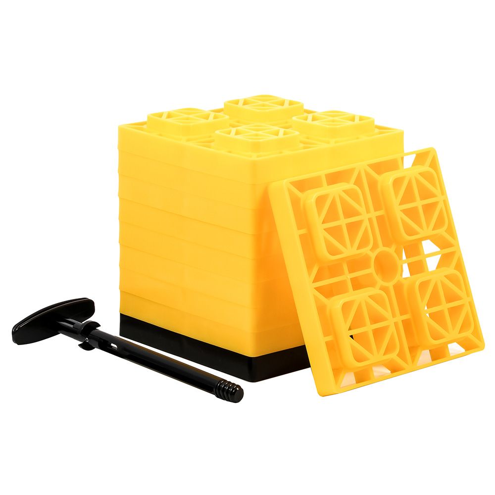 Image 2: Camco FasTen Leveling Blocks w/T-Handle - 2x2 - Yellow *10-Pack