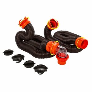 Image 1: Camco RhinoFLEX 20' Sewer Hose Kit w/4 In 1 Elbow Caps